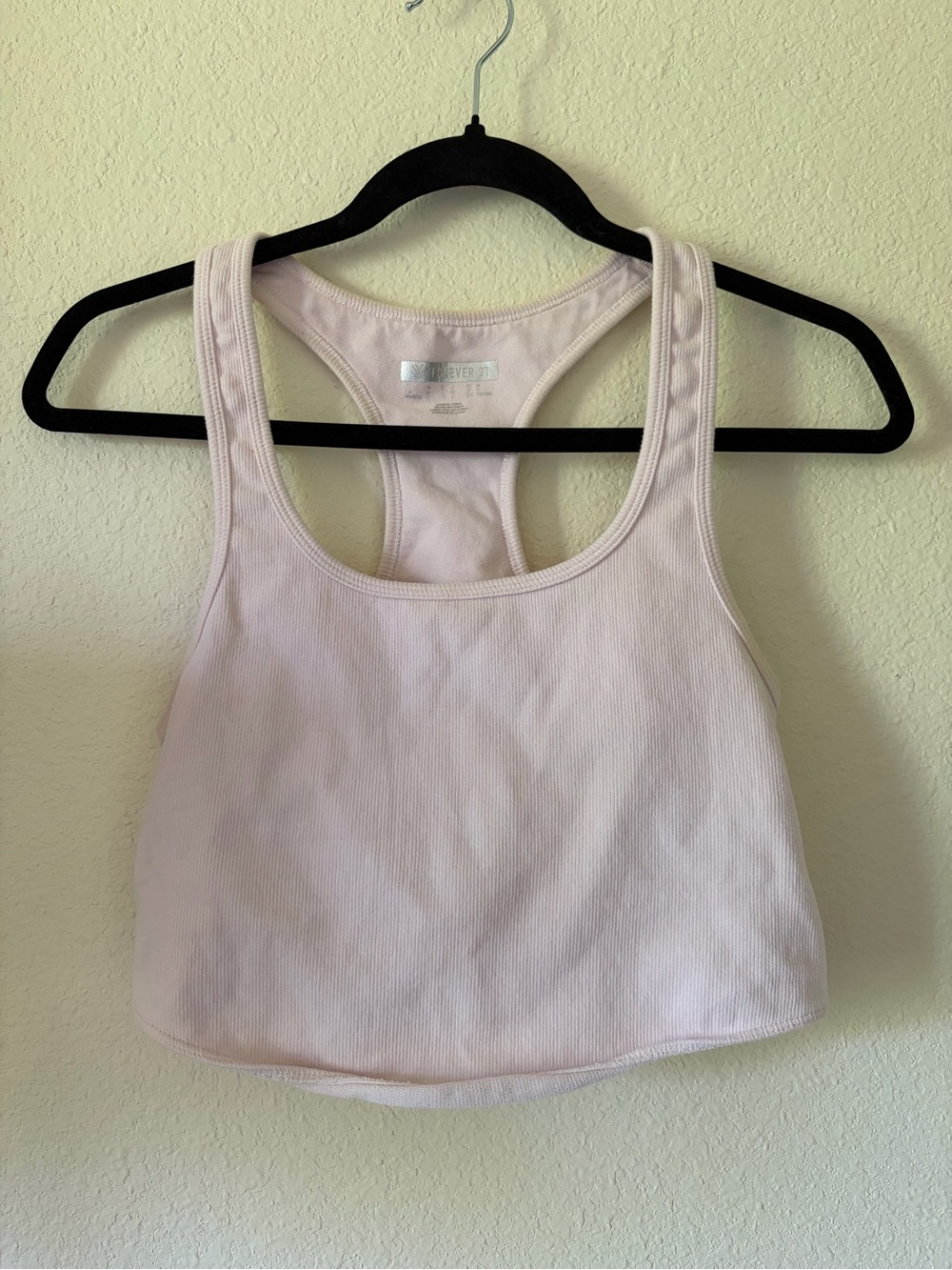 Forever 21 Pale Pink Ribbed Racerback Crop Tank